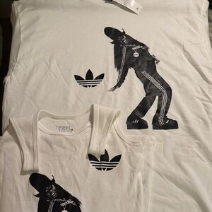 Adidas White Tank with Black Graphic